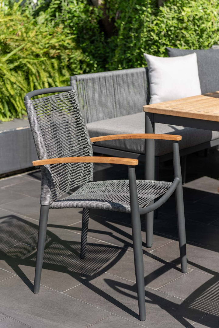 Topaz Dark Corner Casual Dining Set with Rope Chairs - Lifestyle Garden