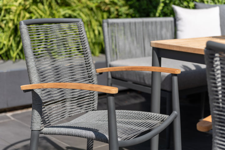 Topaz Dark Corner Casual Dining Set with Rope Chairs - Lifestyle Garden