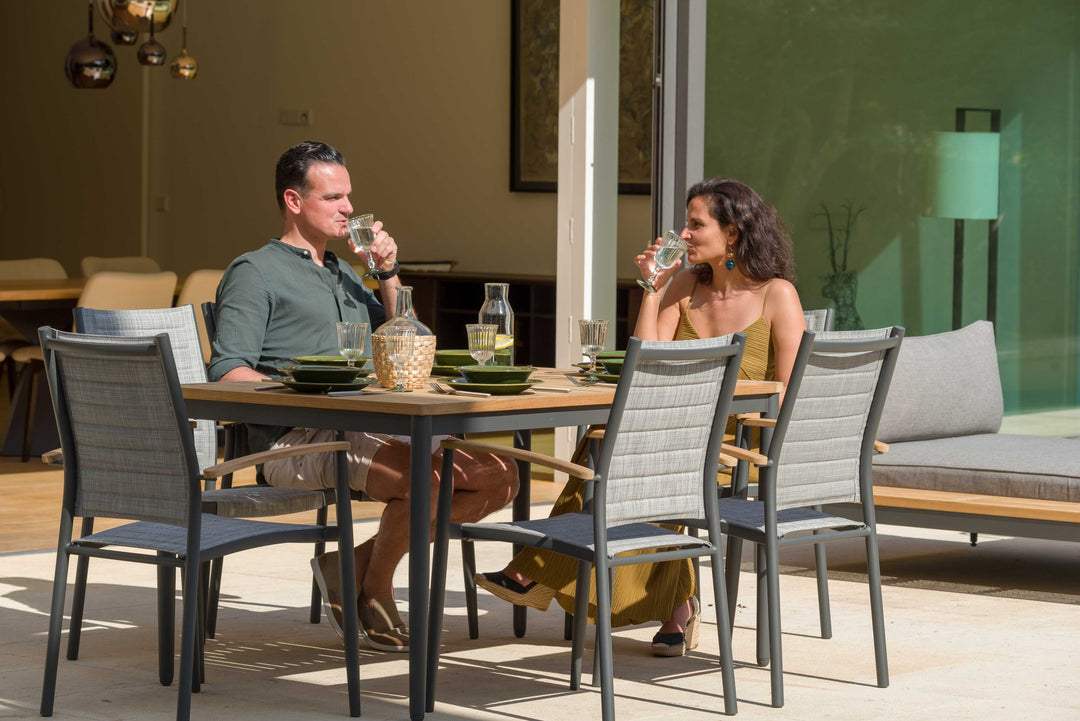 Topaz Dark 6 Seat Dining Set 144cm - Lifestyle Garden