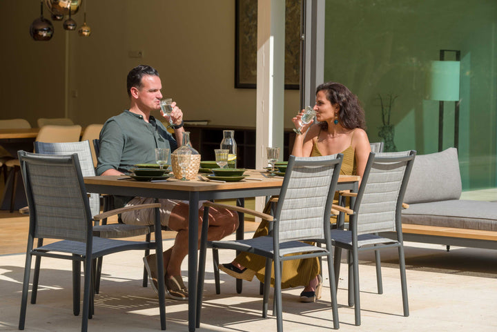 Topaz Dark 6 Seat Dining Set 144cm - Lifestyle Garden