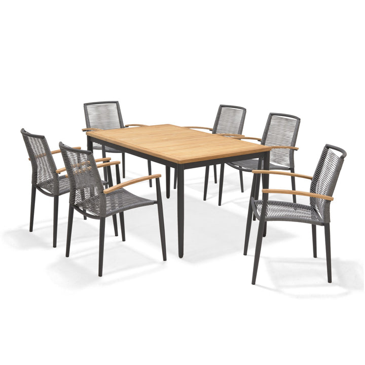 Topaz Dark 6 Seat Rope 144cm Dining Set - Lifestyle Garden