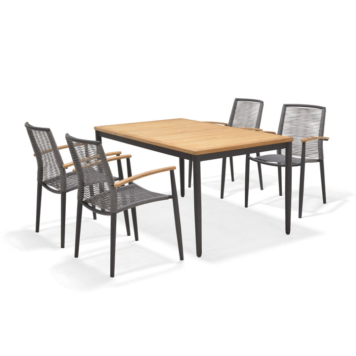 Lifestyle Garden Topaz Dark 4 Seat Rope Dining Set