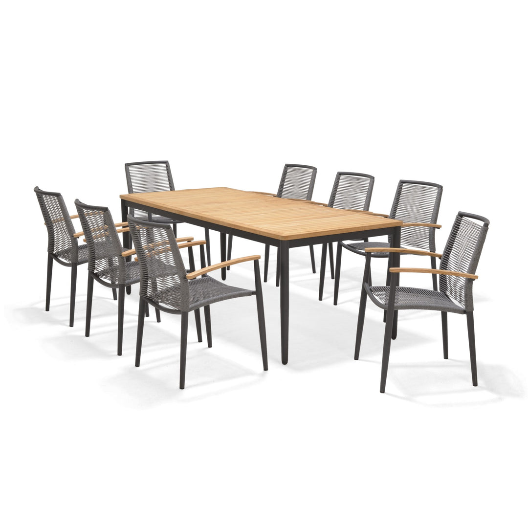 Topaz Dark 8 Seat Rope Dining Set - Lifestyle Garden