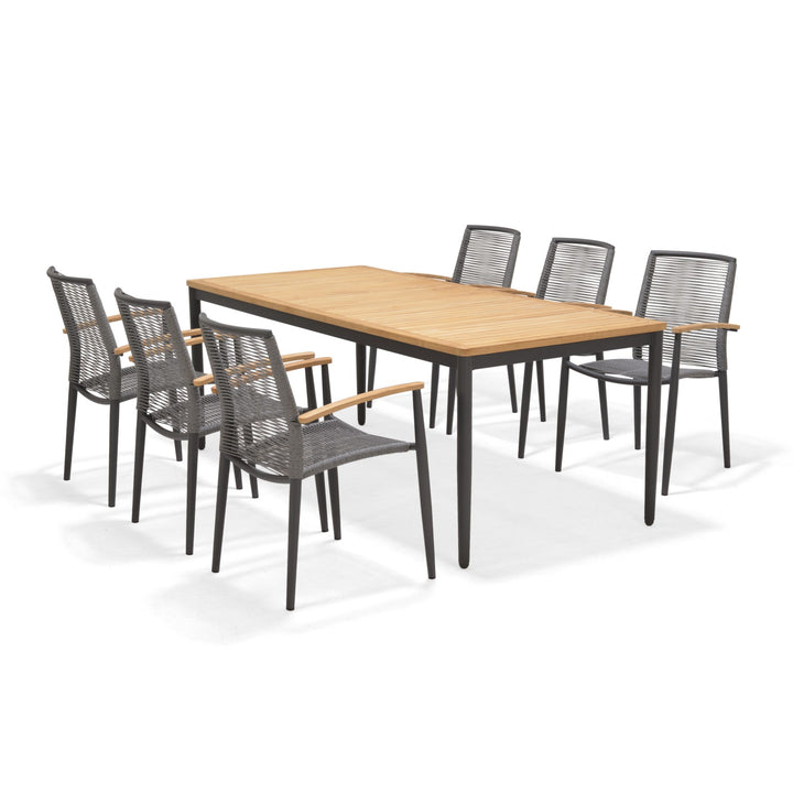 Topaz Dark 6 Seat Rope Dining Set 201cm - Lifestyle Garden