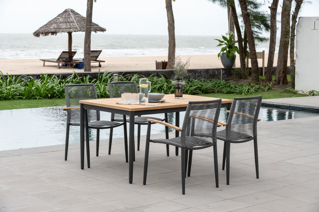Lifestyle Garden Topaz Dark 4 Seat Rope Dining Set