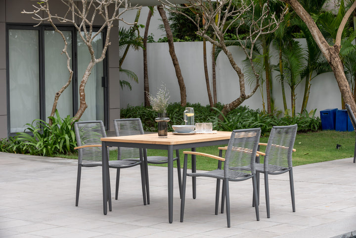 Lifestyle Garden Topaz Dark 4 Seat Rope Dining Set