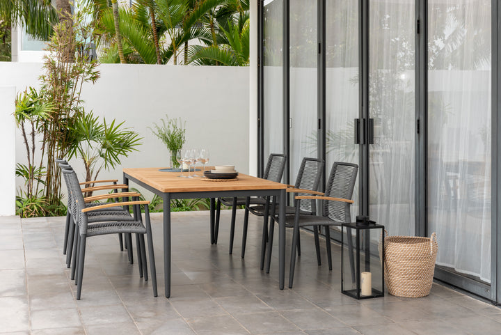 Topaz Dark 6 Seat Rope Dining Set 201cm - Lifestyle Garden