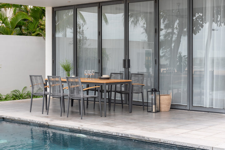Topaz Dark 6 Seat Rope Dining Set 201cm - Lifestyle Garden