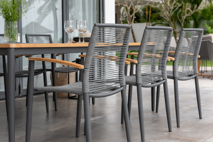 Topaz Dark 6 Seat Rope Dining Set 201cm - Lifestyle Garden