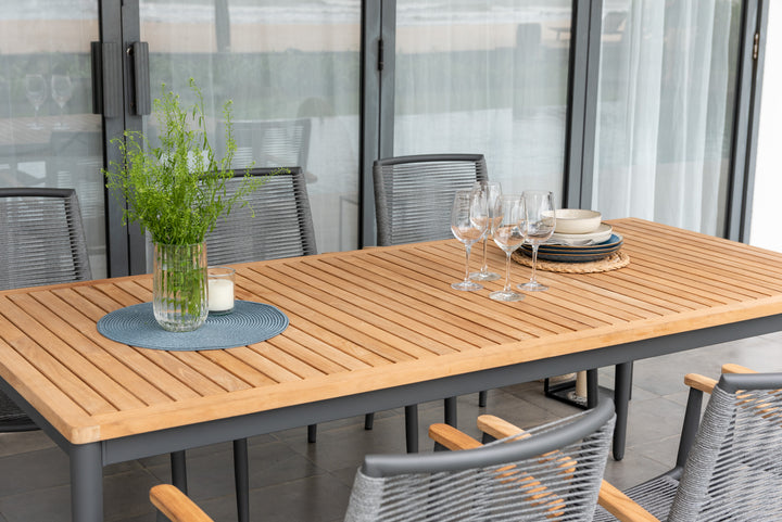 Topaz Dark 6 Seat Rope Dining Set 201cm - Lifestyle Garden