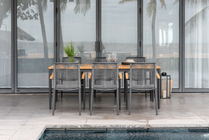 Topaz Dark 6 Seat Rope Dining Set 201cm - Lifestyle Garden