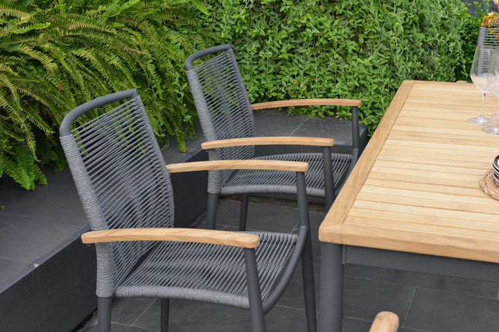 Topaz Dark 6 Seat Rope 144cm Dining Set - Lifestyle Garden