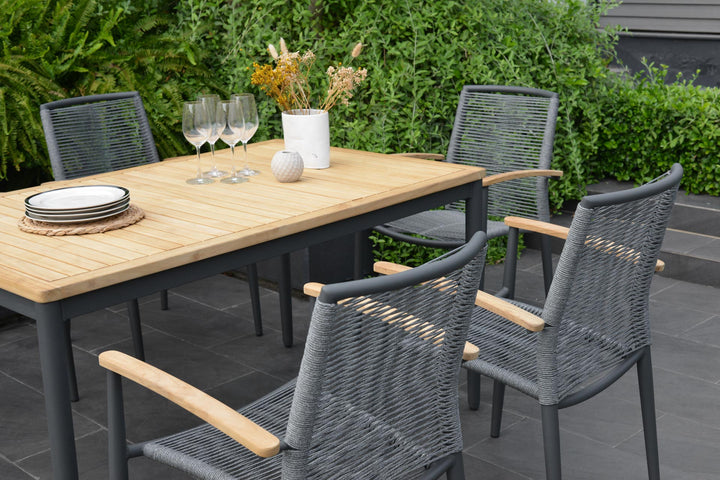 Topaz Dark 6 Seat Rope 144cm Dining Set - Lifestyle Garden