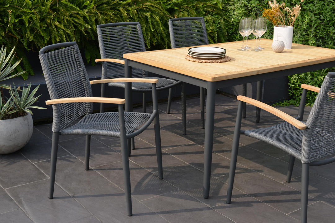 Topaz Dark 6 Seat Rope 144cm Dining Set - Lifestyle Garden