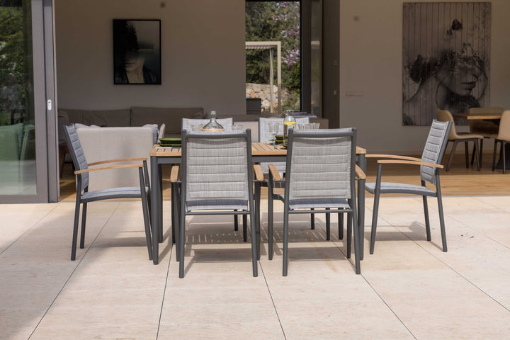 Topaz Dark 6 Seat Dining Set 144cm - Lifestyle Garden