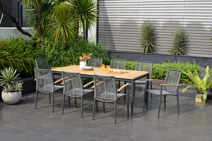 Topaz Dark 8 Seat Rope Dining Set - Lifestyle Garden