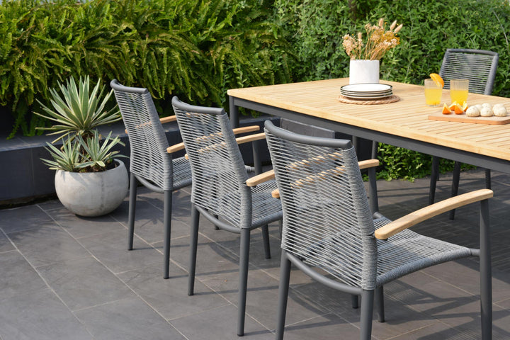 Topaz Dark 6 Seat Rope Dining Set 201cm - Lifestyle Garden