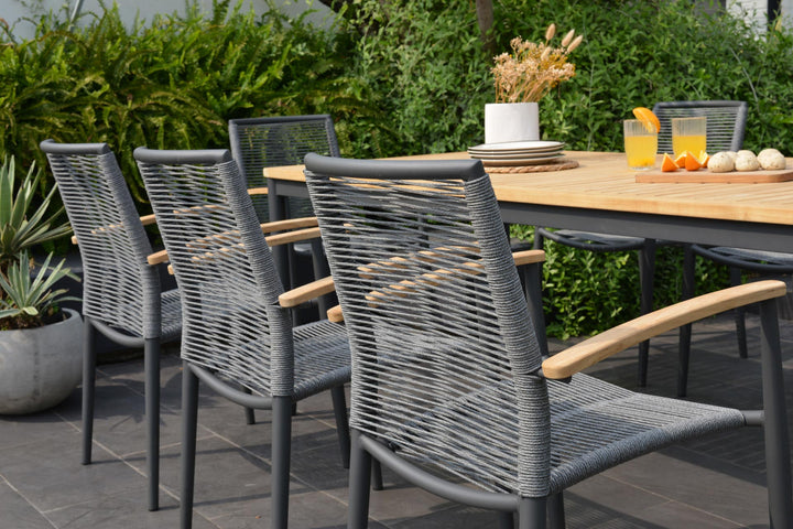Topaz Dark 8 Seat Rope Dining Set - Lifestyle Garden