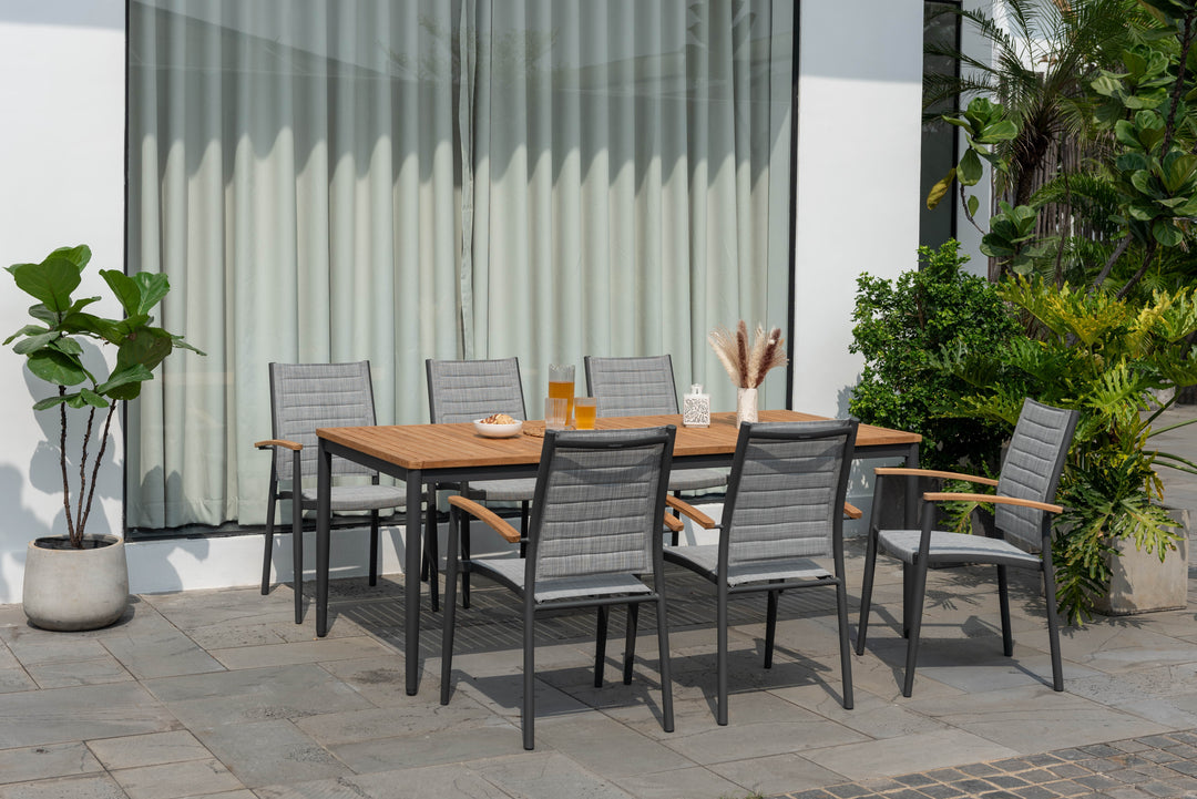 Topaz Dark 6 Seat Dining Set 201cm - Lifestyle Garden