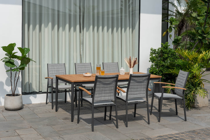 Topaz Dark 6 Seat Dining Set 201cm - Lifestyle Garden