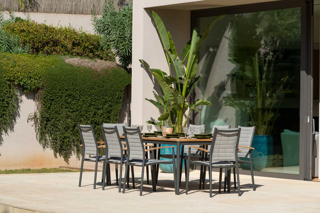 Topaz Dark 8 Seat Dining Set 201cm - Lifestyle Garden