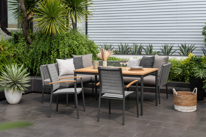 Topaz Dark Corner Casual Dining Set with Mesh Chairs - Lifestyle Garden