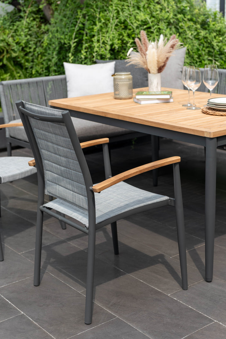 Topaz Dark Corner Casual Dining Set with Mesh Chairs - Lifestyle Garden