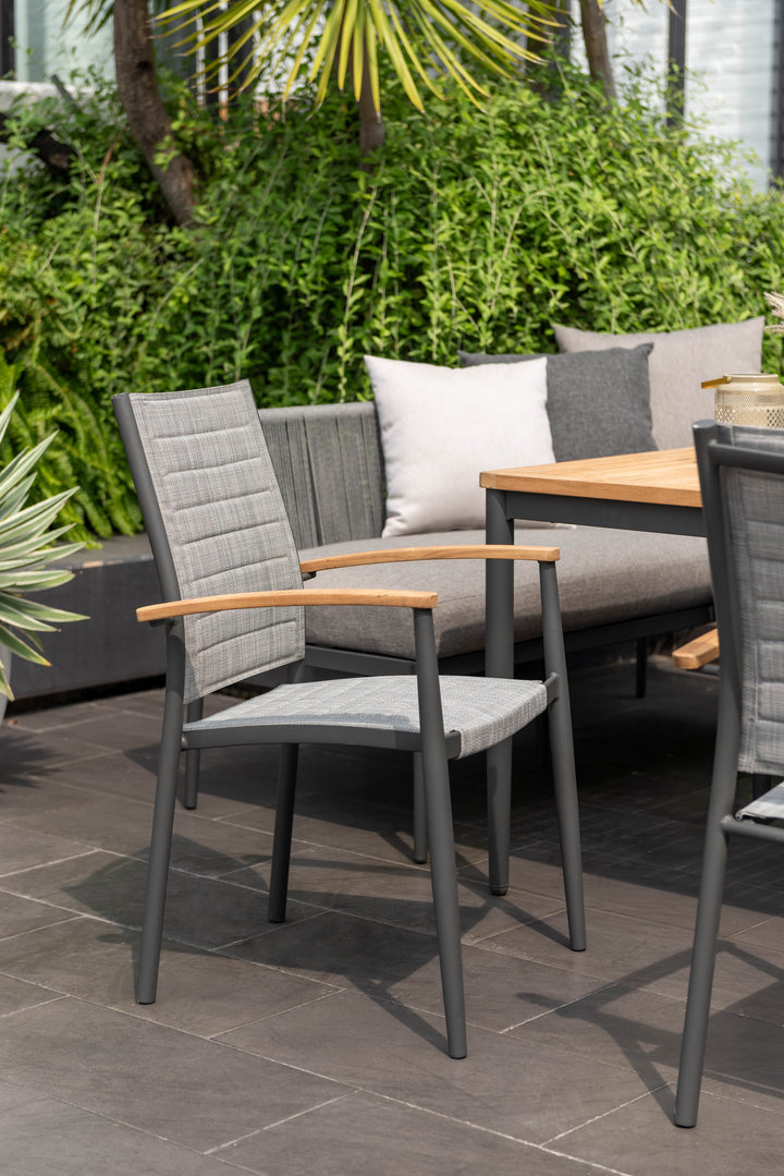 Topaz Dark Corner Casual Dining Set with Mesh Chairs - Lifestyle Garden
