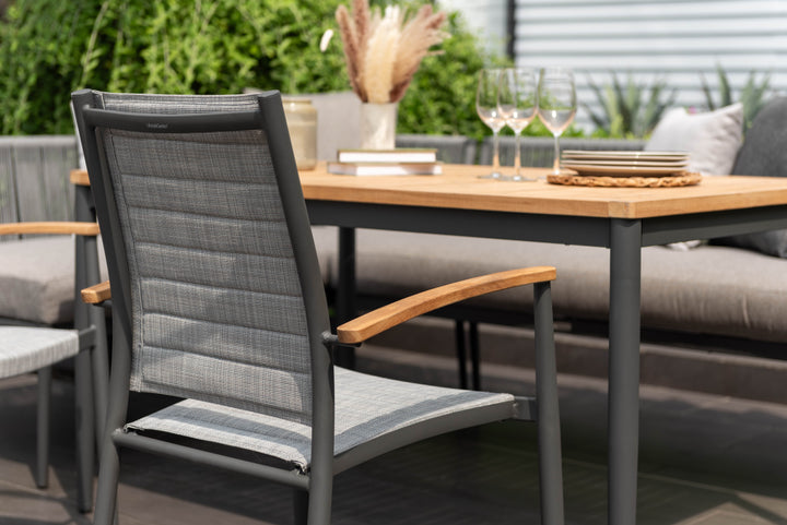 Topaz Dark Corner Casual Dining Set with Mesh Chairs - Lifestyle Garden