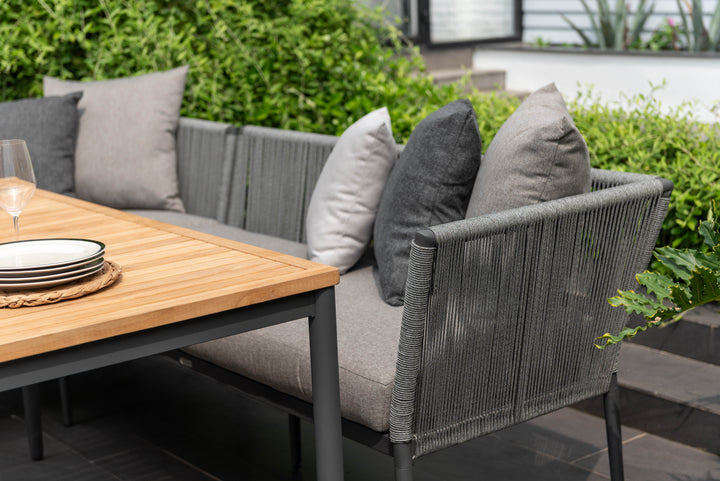Topaz Dark Corner Casual Dining Set with Mesh Chairs - Lifestyle Garden
