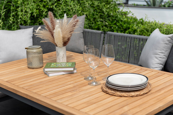 Topaz Dark Corner Casual Dining Set with Mesh Chairs - Lifestyle Garden