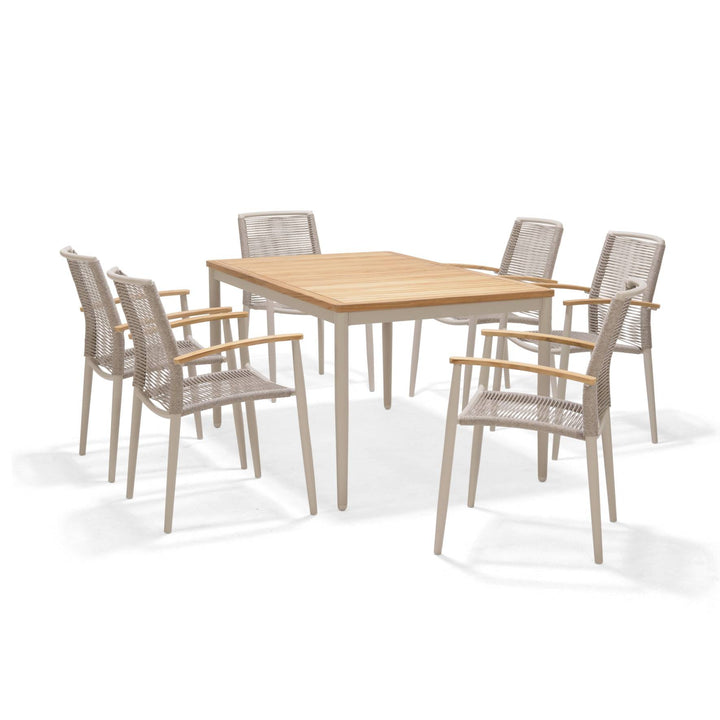 Topaz Light 6 Seat Rope 144cm Dining Set - Lifestyle Garden