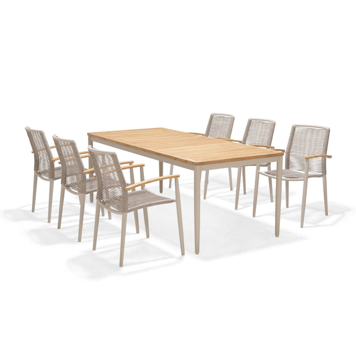 Topaz Light 6 Seat Rope Dining Set 201cm - Lifestyle Garden