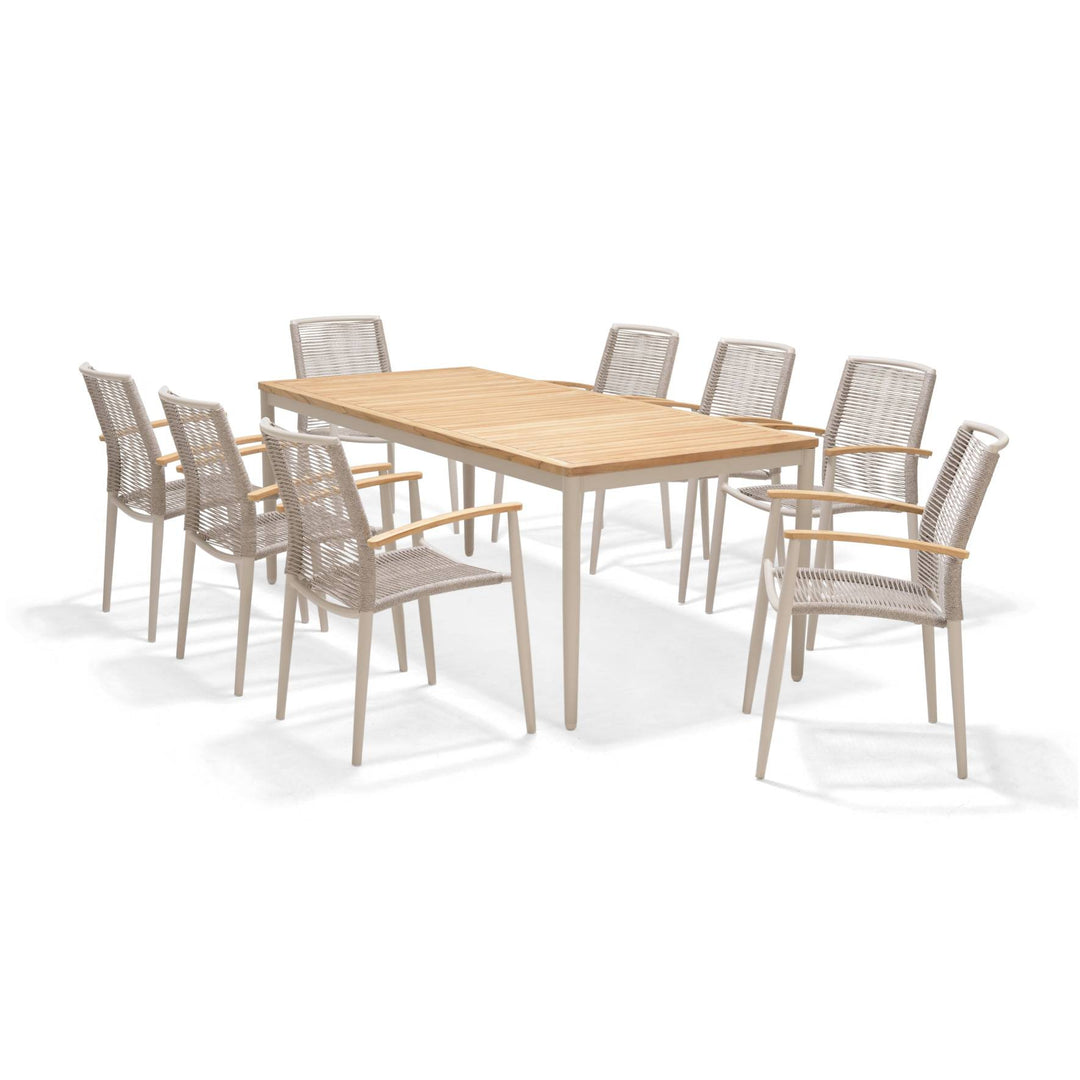 Topaz Light 8 Seat Rope Dining Set - Lifestyle Garden