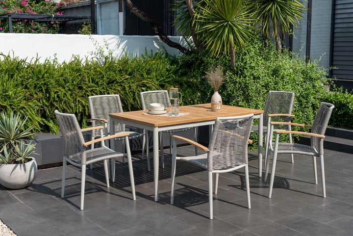 Topaz Light 6 Seat Rope 144cm Dining Set - Lifestyle Garden