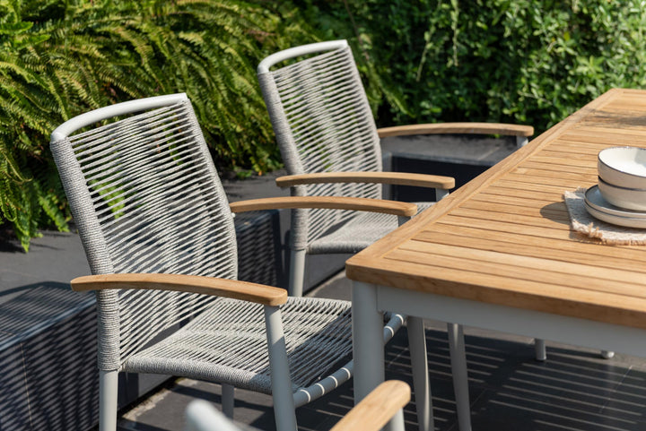 Topaz Light 6 Seat Rope 144cm Dining Set - Lifestyle Garden