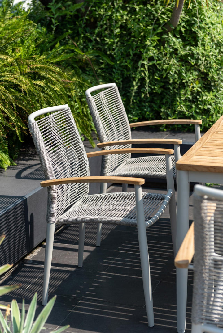 Topaz Light 6 Seat Rope 144cm Dining Set - Lifestyle Garden