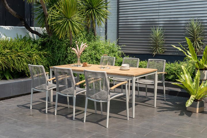 Topaz Light 6 Seat Rope Dining Set 201cm - Lifestyle Garden