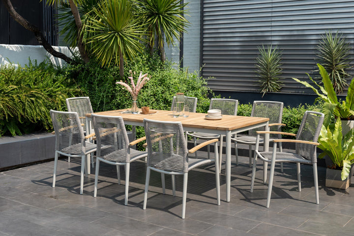 Topaz Light 8 Seat Rope Dining Set - Lifestyle Garden