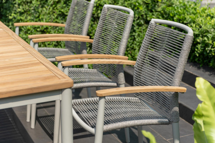 Topaz Light 6 Seat Rope Dining Set 201cm - Lifestyle Garden