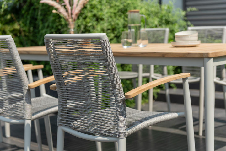 Topaz Light 6 Seat Rope Dining Set 201cm - Lifestyle Garden