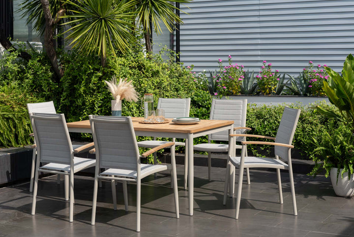 Topaz Light 6 Seat Dining Set 144cm - Lifestyle Garden