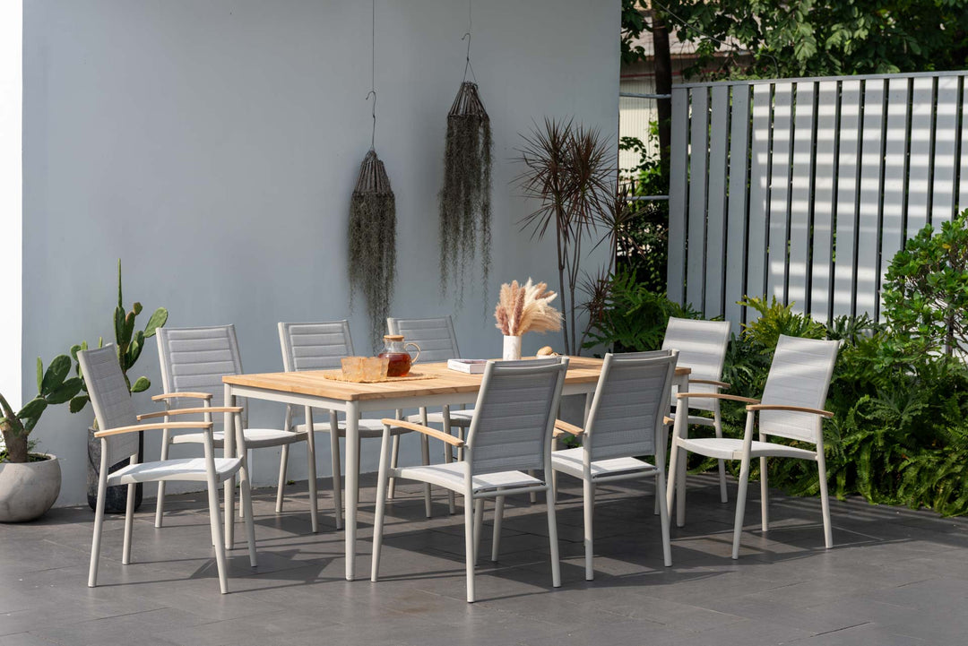 Topaz Light 8 Seat Dining Set 201cm - Lifestyle Garden
