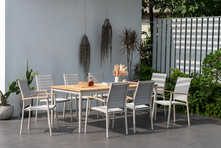 Topaz Light 8 Seat Dining Set 201cm - Lifestyle Garden