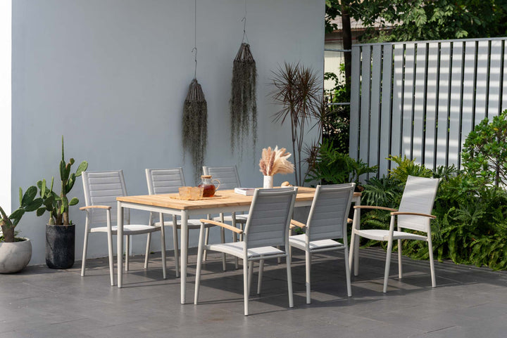 Topaz Light 6 Seat Dining Set 201cm - Lifestyle Garden
