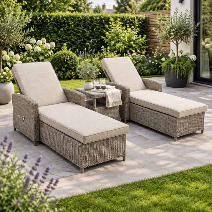Tranquil Sun Lounger Set - Light Oak | KENT ONLY DELIVERY