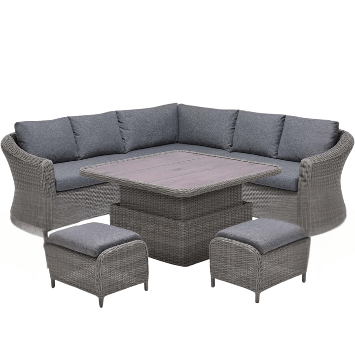 Outdoor grey corner sofa set with table