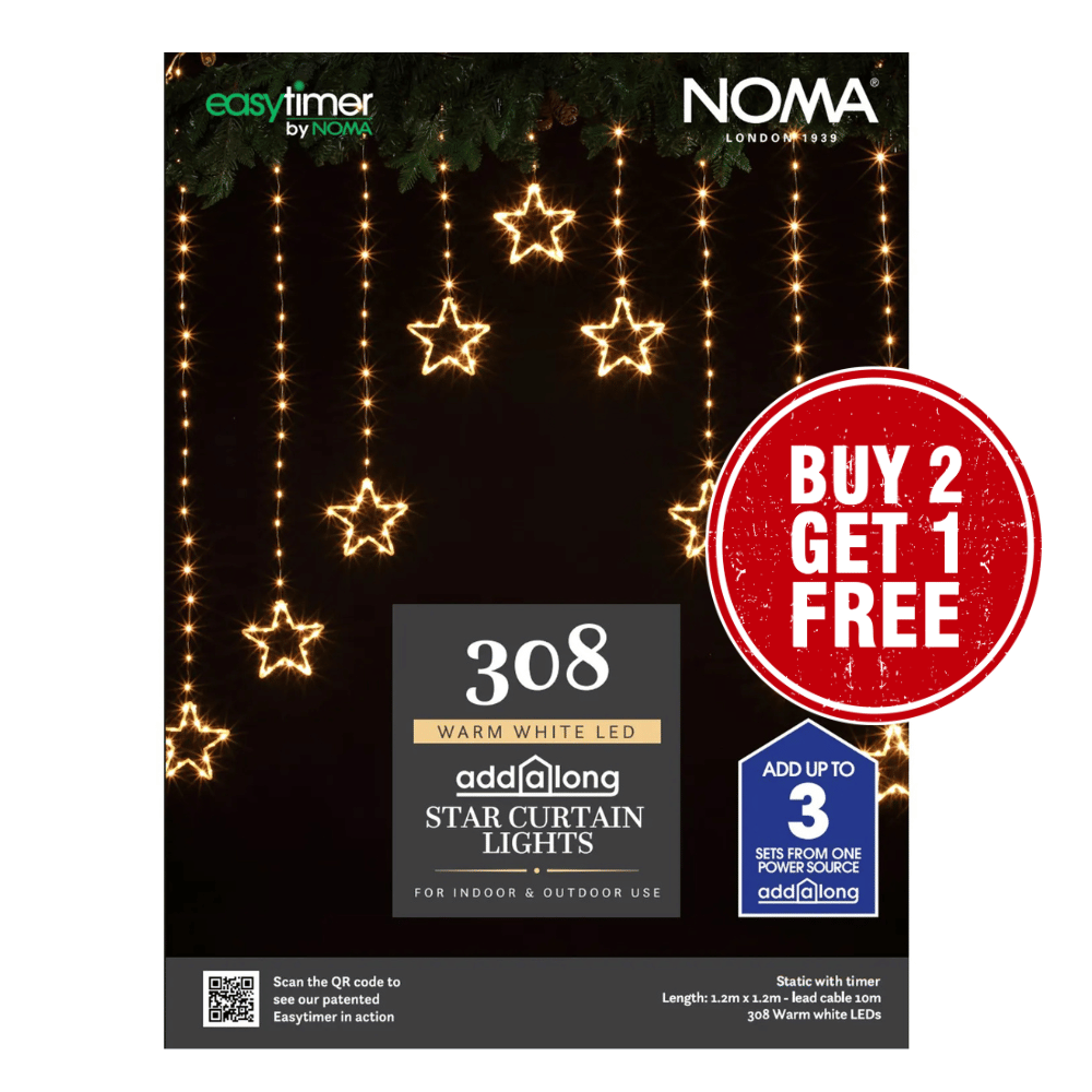 NOMA Star Wire Curtain Lights 308 Warm White LEDs