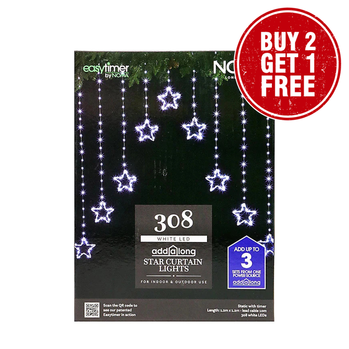NOMA Star Wire Curtain Lights 308 Cool White LEDs