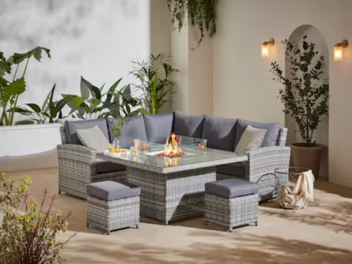 Aura Corner Sofa Set with Fire Pit Table